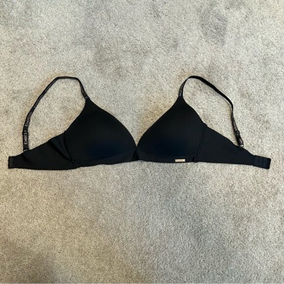 BEBE black logo strap bra Sz 36D - Picture 5 of 7